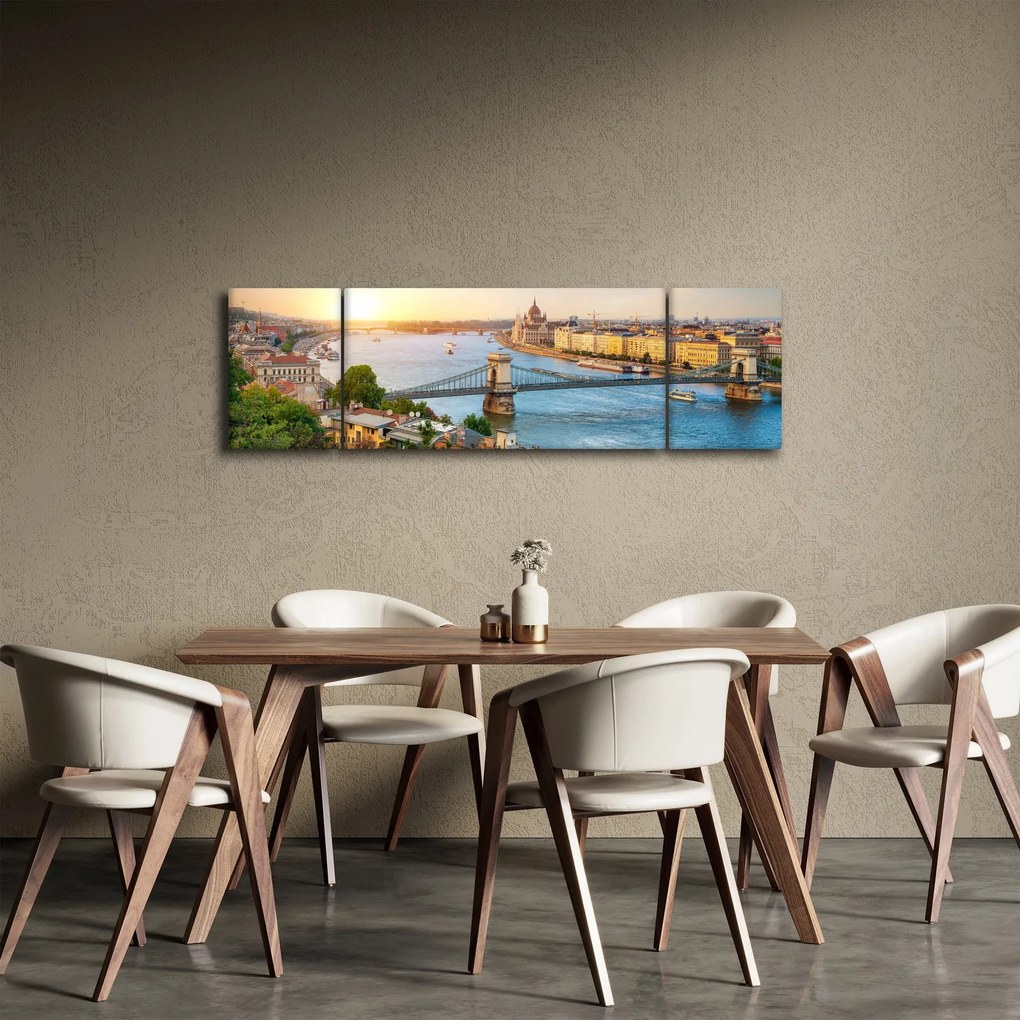 Obraz miasta Budapeszt z rzeką (170x50 cm)