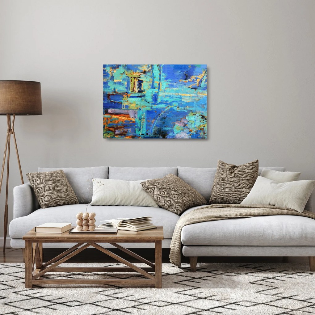 Obraz na szkle - Abstrakcyjny obraz olejny (70x50 cm)