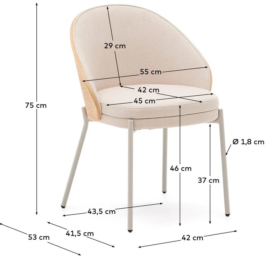Kremowo-naturalne krzesło Eamy – Kave Home