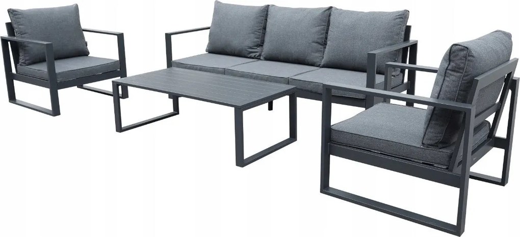Zestaw mebli ogrodowych antracyt tarasowy 4 el. aluminiowych sofa, kanapa