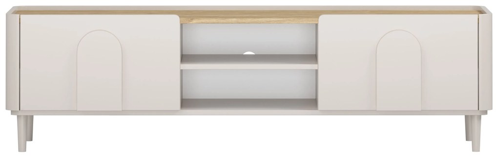 Szafka RTV Amilio 170 cm z szufladą na nóżkach - kaszmir / dąb olejowany / uchwyty kaszmir