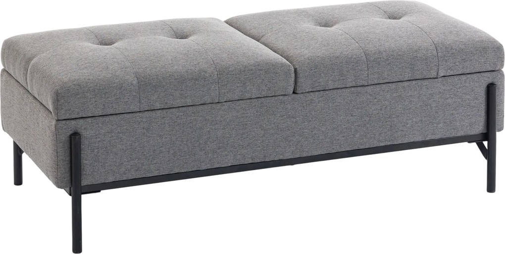 HOMCOM Skrzynia z tkaniny lnianej, ławka z 2 schowkami, składanymi klapami i ekstra grubą poduszką, 117 x 50 x 44 cm | Aosom PL