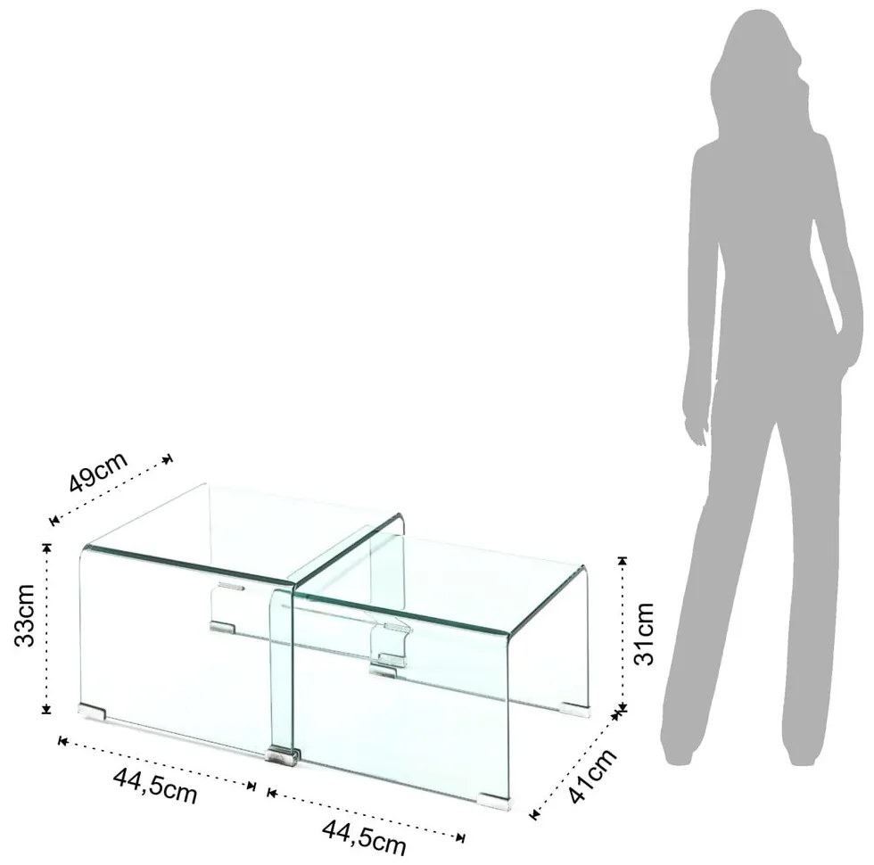 Szklane stoliki zestaw 2 szt. 44.5x49 cm Cristal – Tomasucci