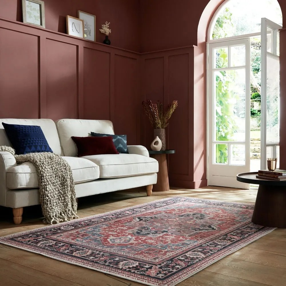 Bordowy dywan z mieszanki włókien z recyklingu odpowiedni do prania 120x170 cm Windsor – Flair Rugs