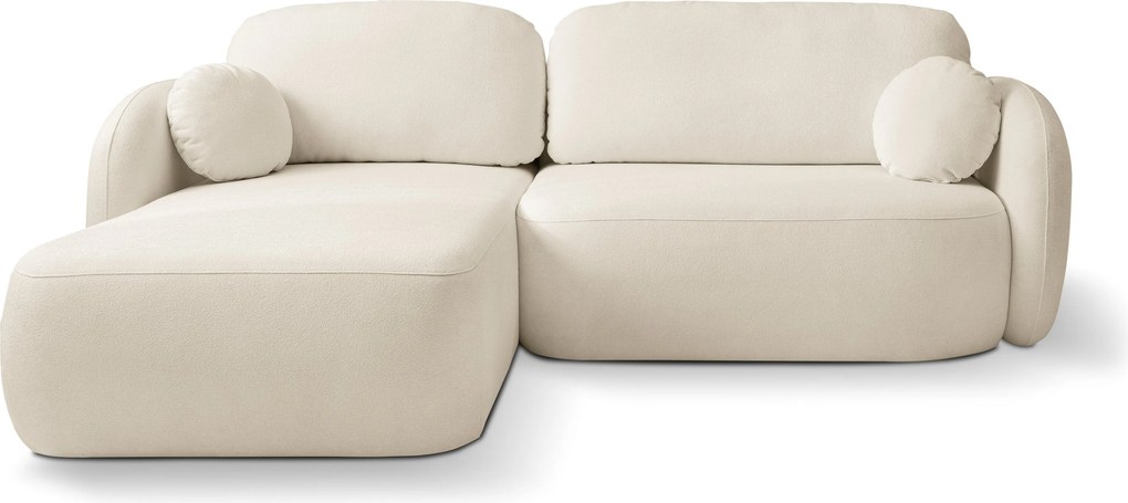 Masseno Narożnik AMICO z funkcją spania i pojemnikiem na pościel Narozniki L, Rozkładana sofa - Kremowy, SICURO 55