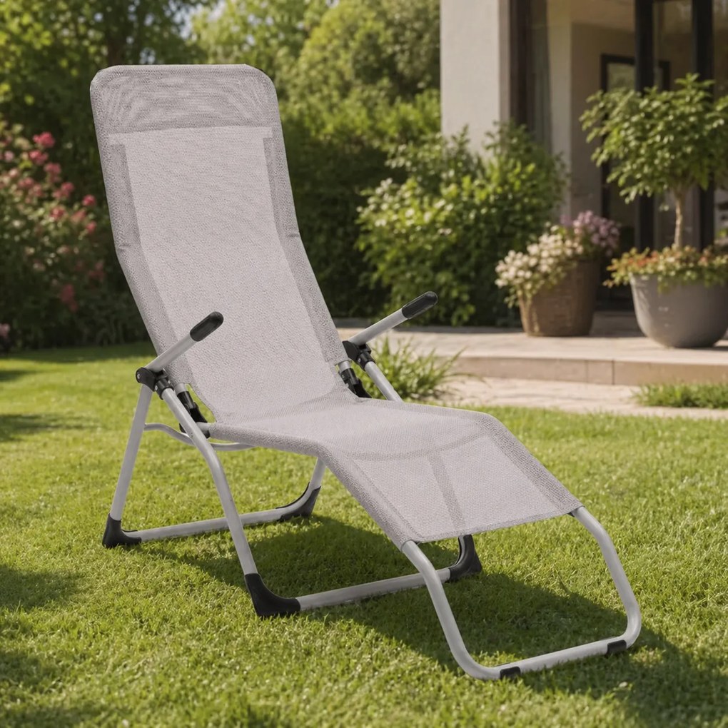 Leżak ogrodowy siateczkowy Barbados, jasnoszary Texteline