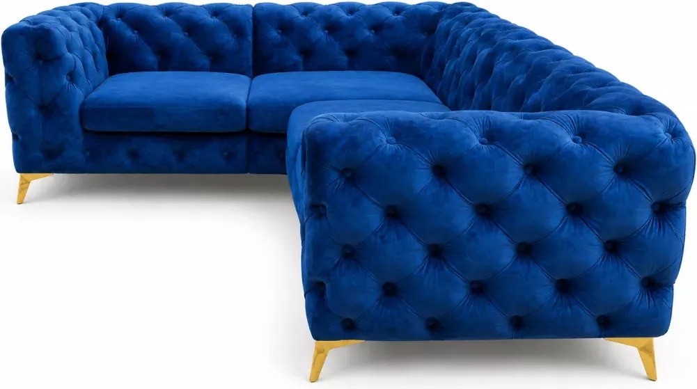 Narożnik pikowany Chesterfield Moet 202x262 cm glamour luksusowy do salonu