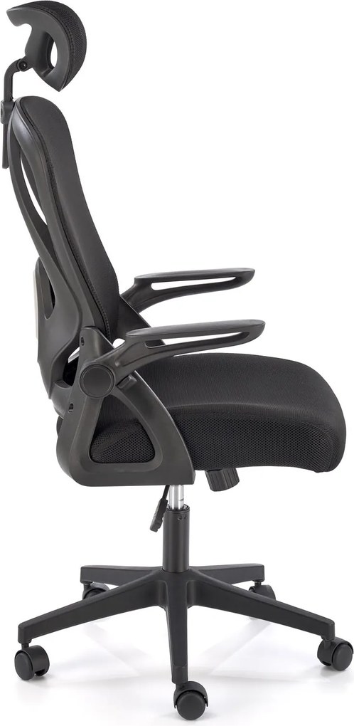 Fotel biurowy z oparciem i zagłówkiem z siatki Negro Halmar