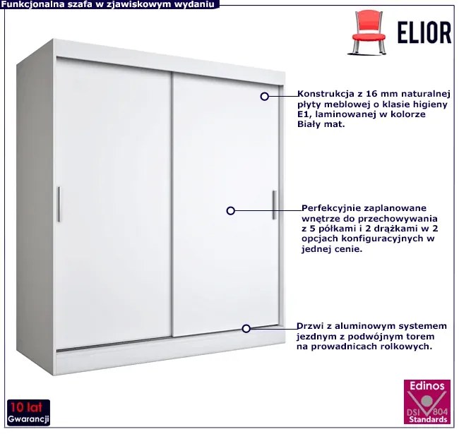 Biała szafa przesuwna 180 cm W8-F90