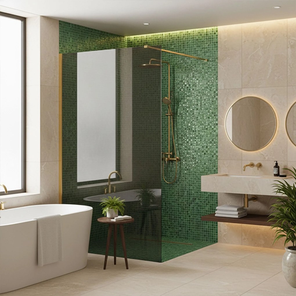 Kabina prysznicowa Walk-In Rea Flexi Grey / Gold 130