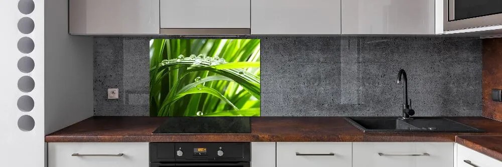 Panel do kuchni Krople na trawie