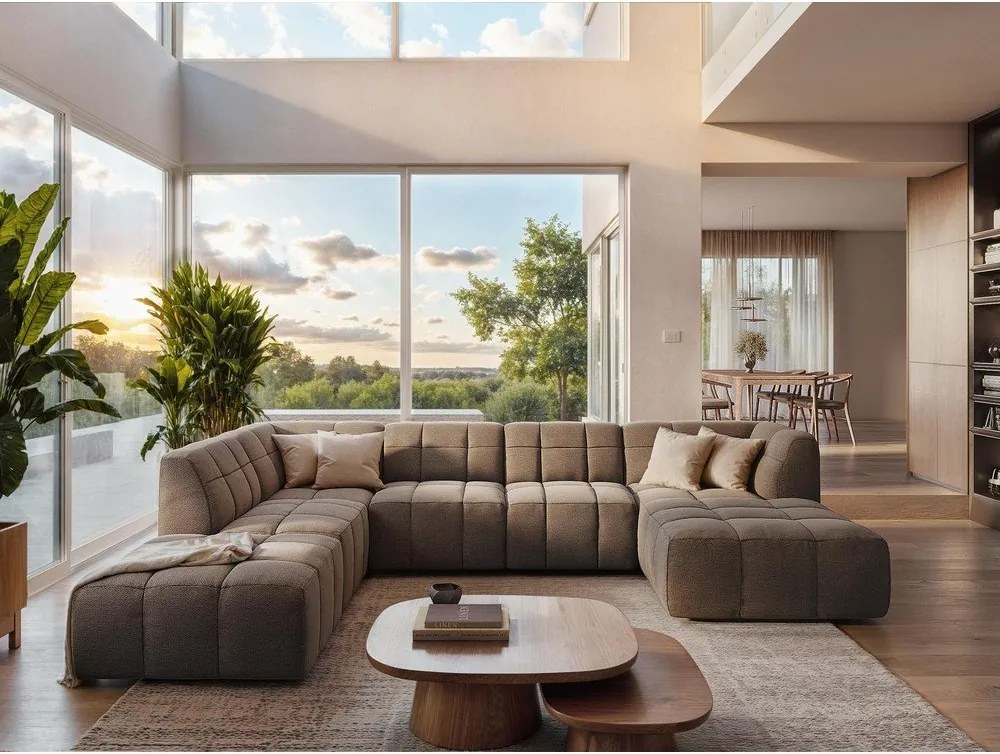 Musztardowa aksamitna sofa 255 cm Aloha – Makamii