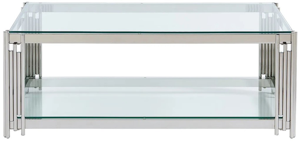 Stolik kawowy z hartowanego szkła i stali nierdzewnej - Chromowany - NOMELANO marki Pascal Morabito