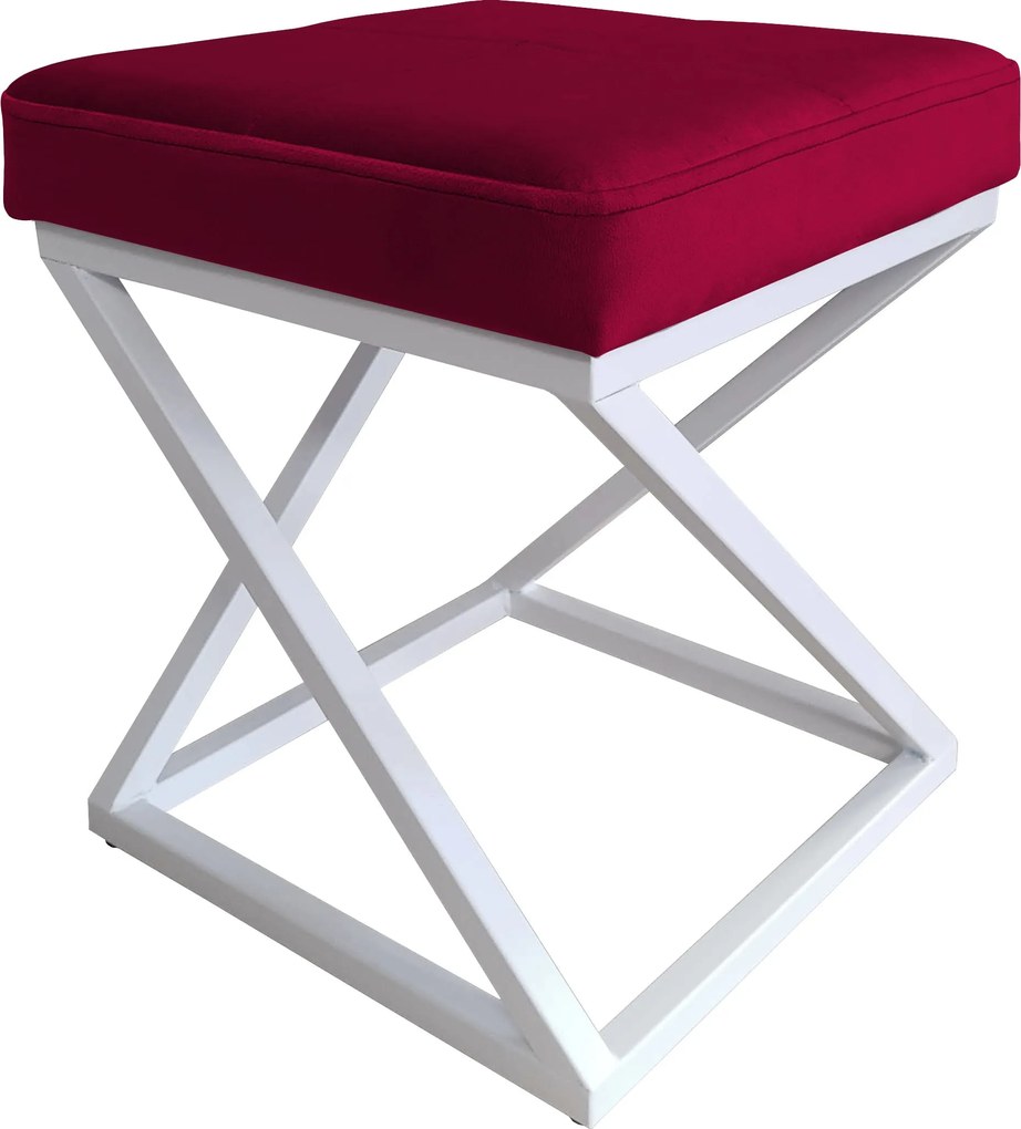 Pufa ZOA tkanina Welur loft ławka podnóżek metal : Kolor Stelaża - Biały, Kolor tkaniny - VELVET - MG31, Typ tkaniny - Velvet