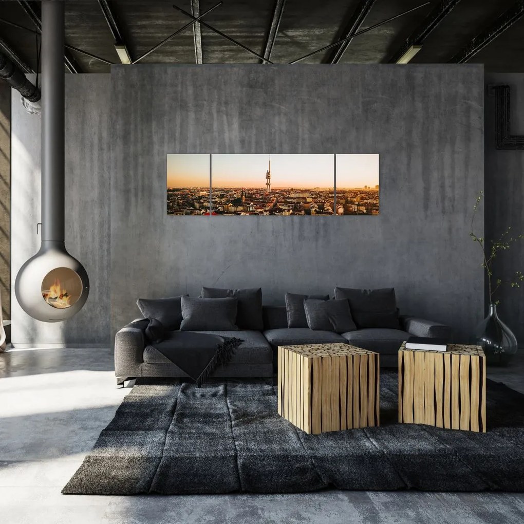 Obraz zachodu słońca nad Žižkov (170x50 cm)