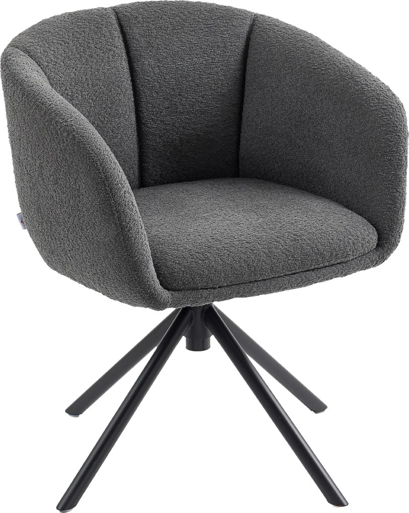 HOMCOM Fotel, tapicerowany z wygodnym siedziskiem, obrotowy, miękki materiał, do 120 kg, Ciemnoszary