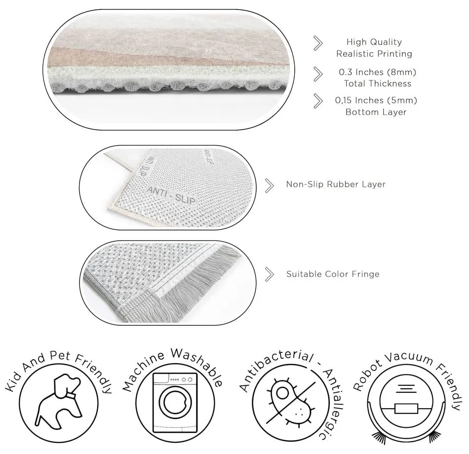 Kremowy dywan odpowiedni do prania 120x180 cm Komodo Beach – Mila Home