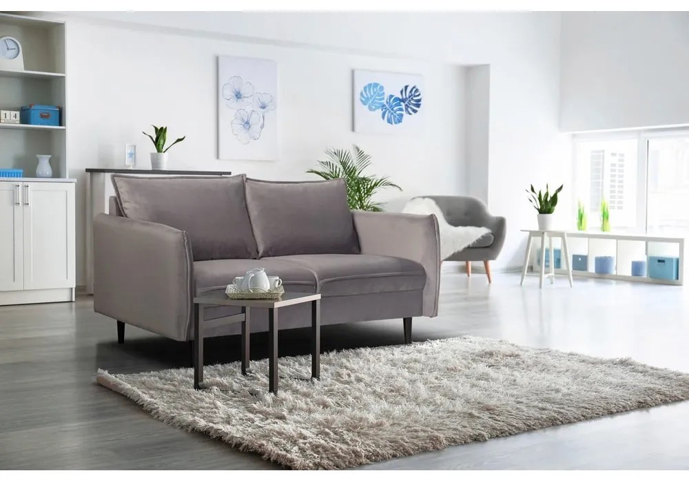 Szara aksamitna sofa 138 cm Juli – Ropez