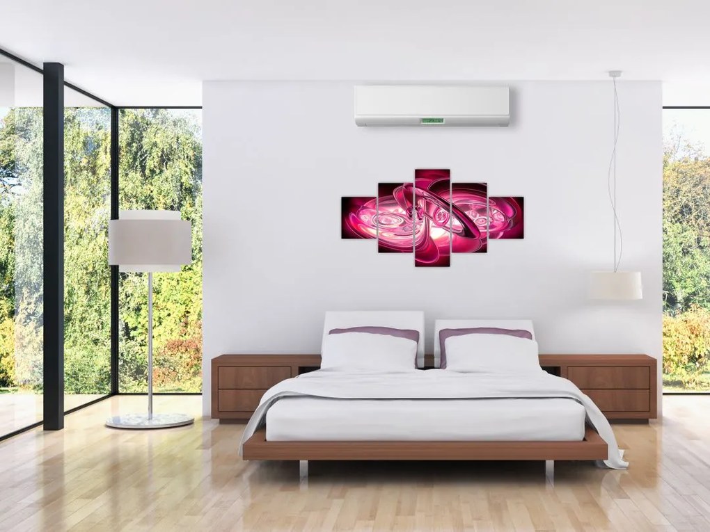 Obraz różowych fraktali (125x70 cm)