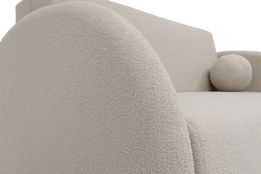 Sofa rozkładana Nubi trzyosobowa 140 cm z pojemnikiem - jasny beżowy boucle Quelle 03