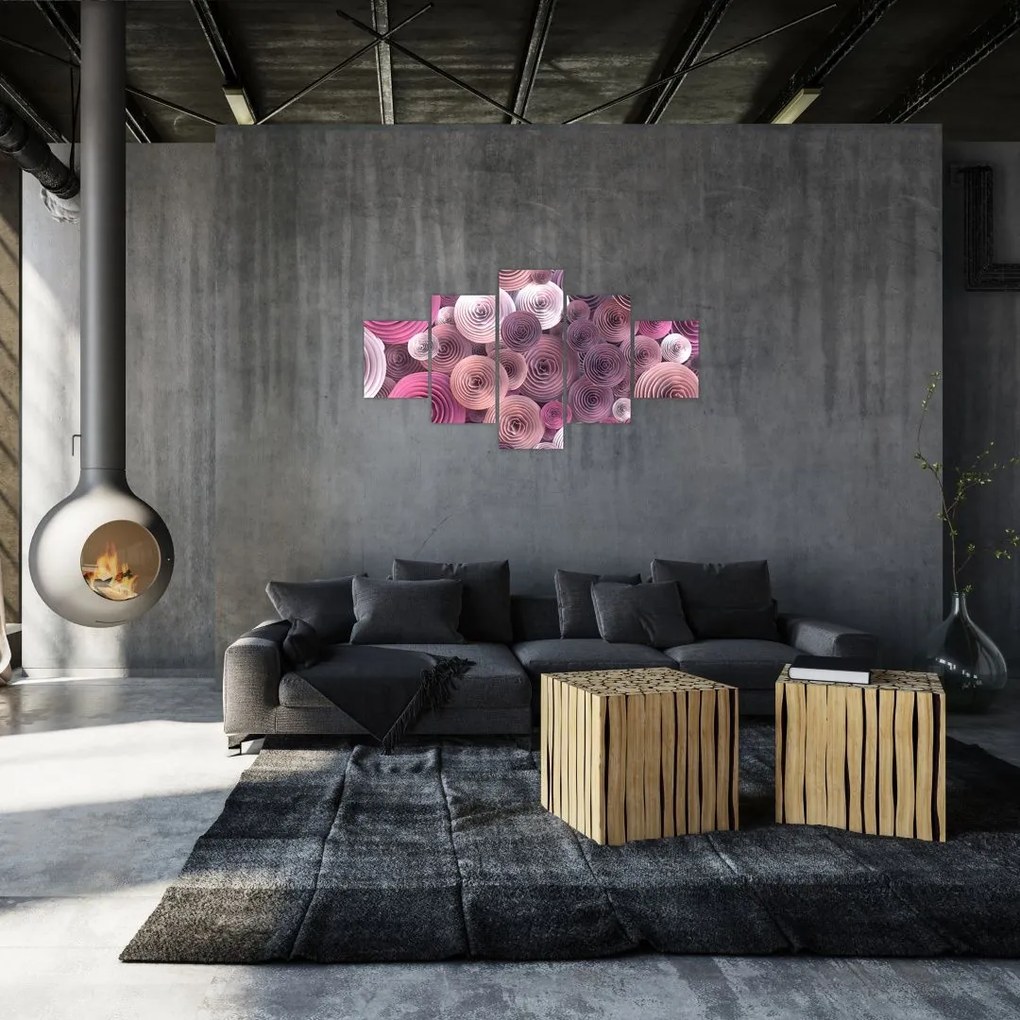 Abstrakcyjny obraz kwiatów róży (125x70 cm)