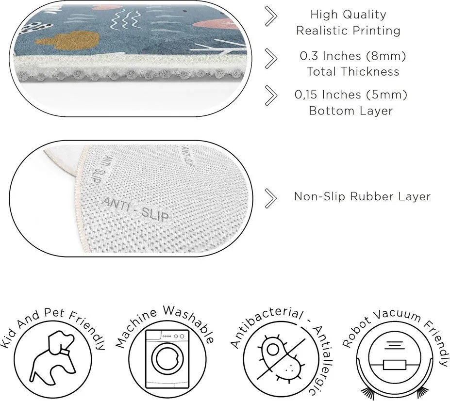 Niebieski dywan dziecięcy odpowiedni do prania ø150 cm Forest Land – Mila Home