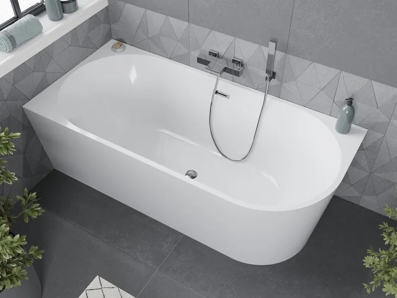 Mexen Mia wanna wolnostojąca narożna lewa 170 x 80 cm, biała, przelew chrom - 52691708000L-01