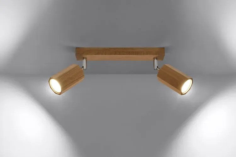 Drewniany plafon z dwoma reflektorami - S473-Bumi