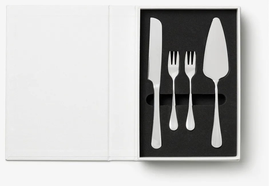 Widelczyki deserowe w biało-srebrnym kolorze ze stali nierdzewnej zestaw The Essentials Cake Tools – Printworks