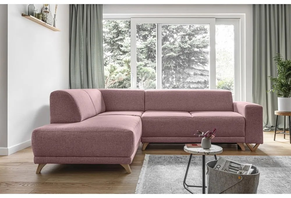 Różowy rozkładany/ze schowkiem narożnik (lewostronny/w kształcie litery L) Classy Sophie – Miuform
