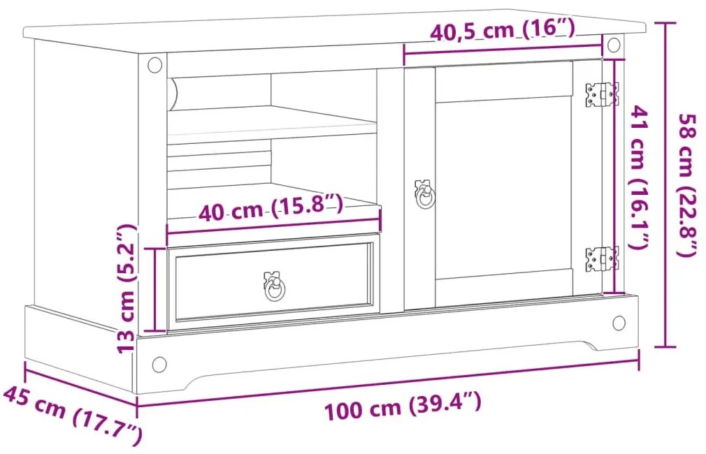 Szafka RTV z litego drewna sosnowego H2-B28