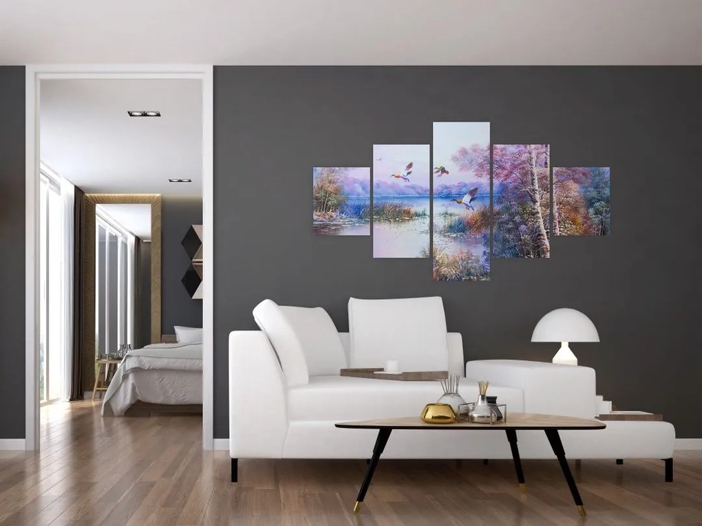 Obraz - Idzie jesień, obraz olejny (125x70 cm)