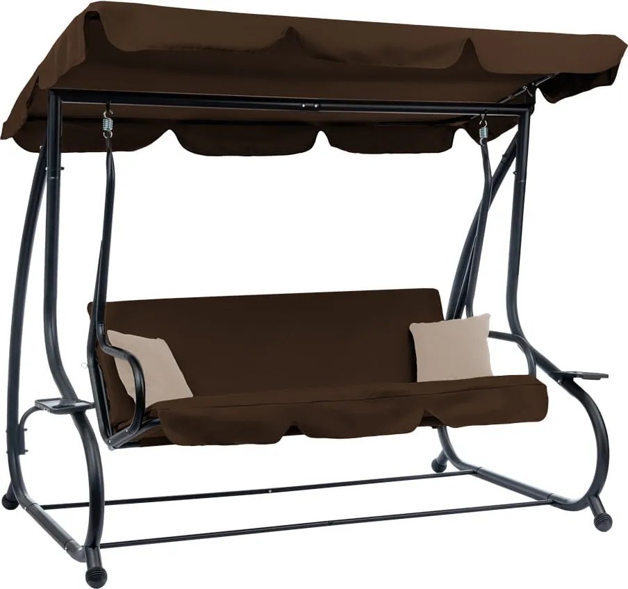 HUŚTAWKA OGRODOWA PEGI Z REGULOWANYM DASZKIEM CIEMNY BRĄZ