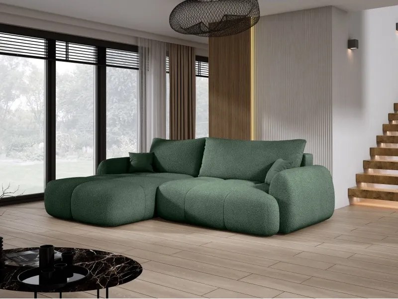 Narożnik COCO z funkcją spania, poduszkami i pojemnikiem NowOrNever 37 Ciemno Zielony