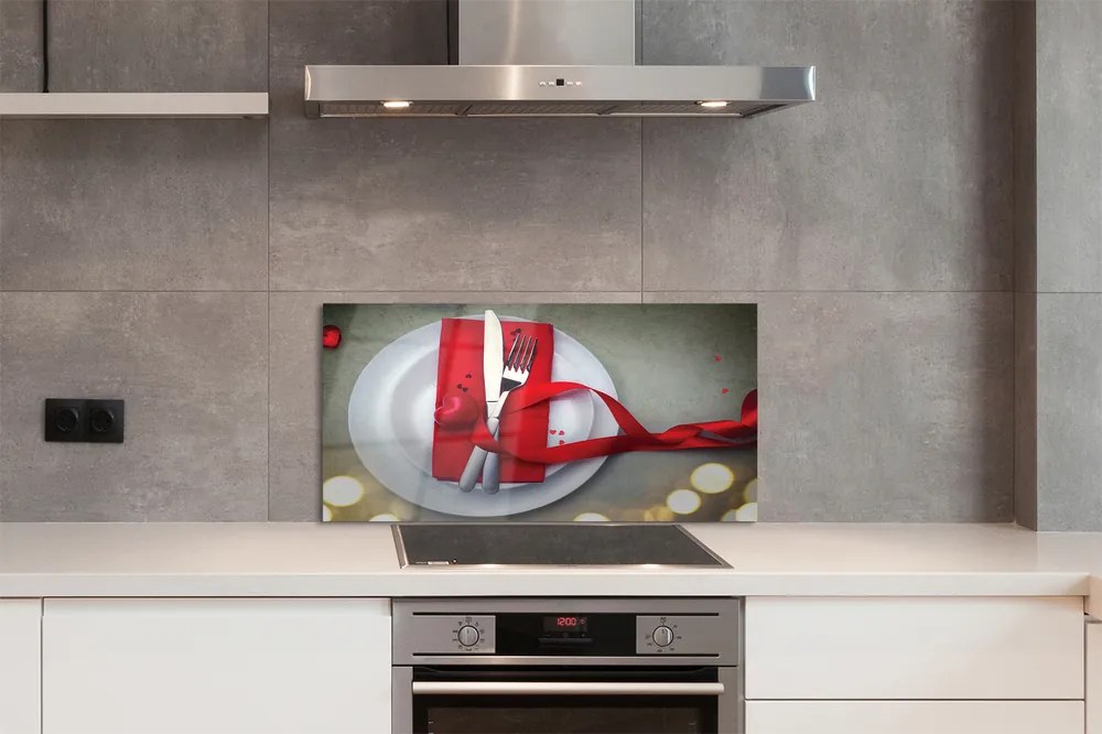 Panel szklany do Kuchni Kolacja przy Świecach w Kształcie Serca