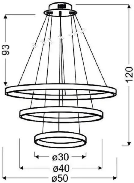 Nowoczesna lampa wisząca z trzema okręgami LED - V084 W0-K80