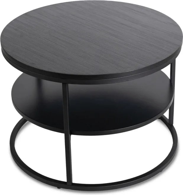 Stolik Kawowy z Półką BEST 70 cm Czarny Nowoczesny