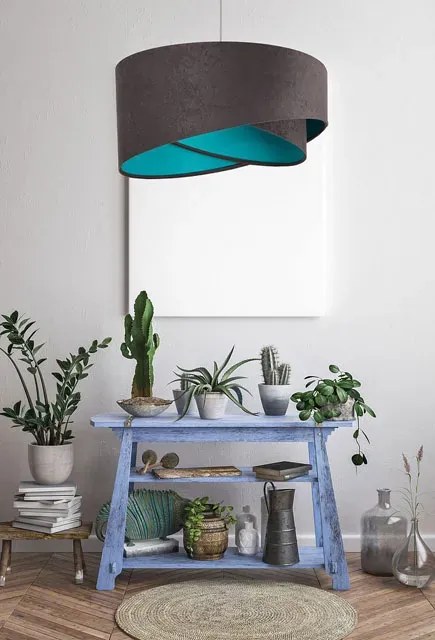 Grafitowo-turkusowa designerska lampa wisząca - 4X EX991 T2-W10