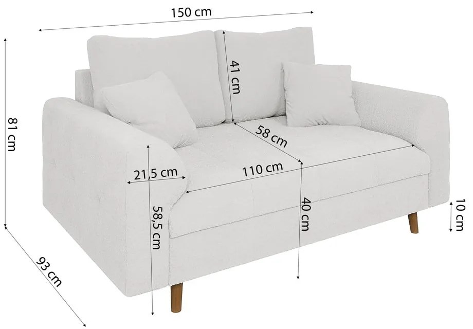 Biała sofa z materiału bouclé 150 cm Ariella – Ropez