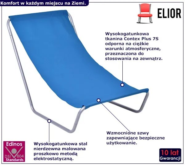 Granatowy składany leżak balkonowy, turystyczny A6-T72