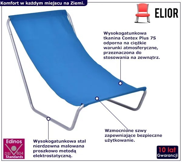 Granatowy składany leżak balkonowy, turystyczny - Nimo