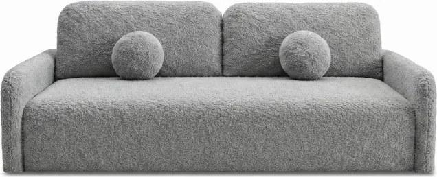 Sofa DUO Rozkładana Dwuosobowa Ciemnoszara Boucle Japandi