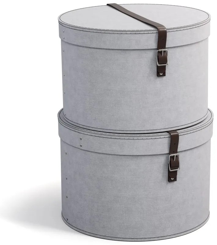 Jasnoszare kartonowe pojemniki zestaw 2 szt. z pokrywką ø 37,5x25,5 cm Rut Canvas Paper Laminate – Bigso