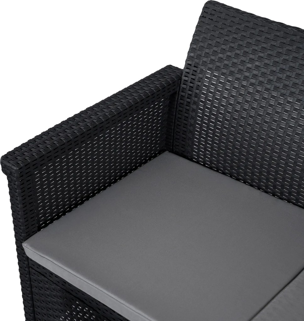 Zestaw mebli ogrodowych Selvo 096 - sofa 3-osobowa, 2 fotele i stolik kawowy, czarny/szary