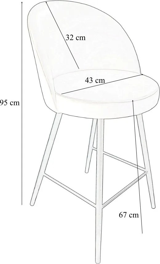 Hoker TRIX krzesło barowe tkanina Welur podstawa metalowa : Kolor nogi - Biały stożek, Kolor tkaniny - VELVET - MG06, Typ siedziska - Siedzisko stałe