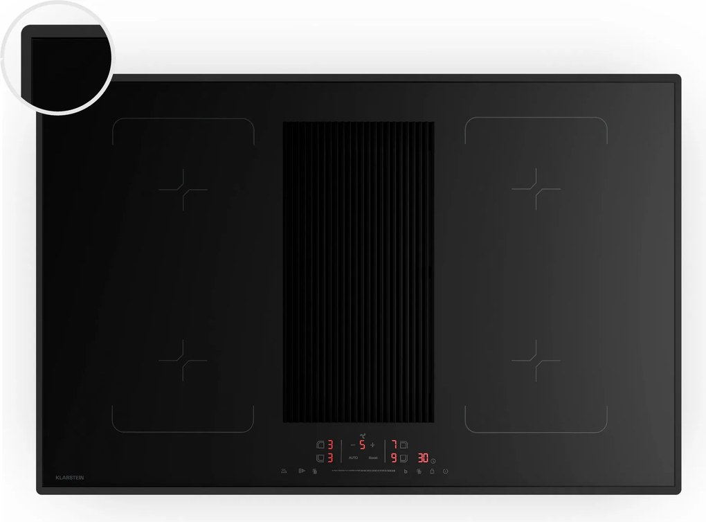 Klarstein Velaire Flex 80cm 4 Strefy Gotowania Płyta Indukcyjna z Okapem Czarny