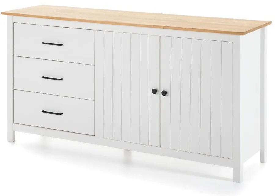 Biała niska komoda z litego drewna sosnowego 150x80 cm Miranda – Marckeric