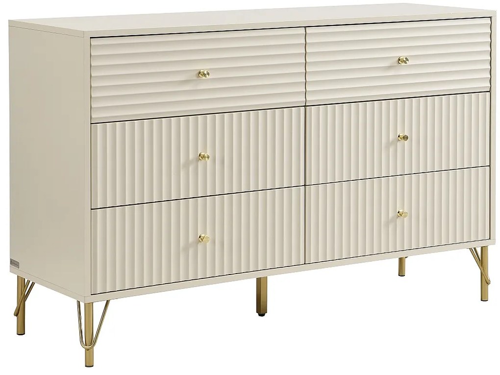 Komoda 6 szuflad - Beżowa - LOUREO
