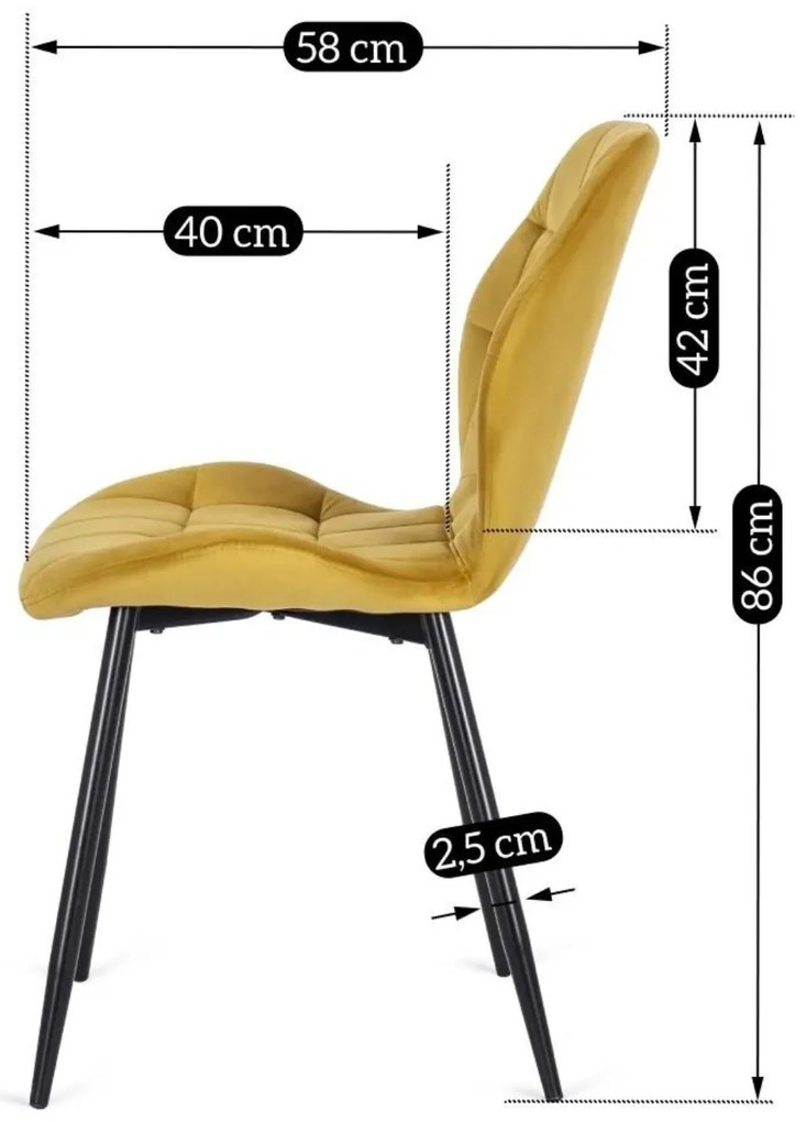 Zestaw Stół Okrągły LINO 100 cm Dąb Rustykalny/Czarny i 4 Krzesła Tapicerowane LUCKY Musztardowe Welurowe Nowoczesne Loft