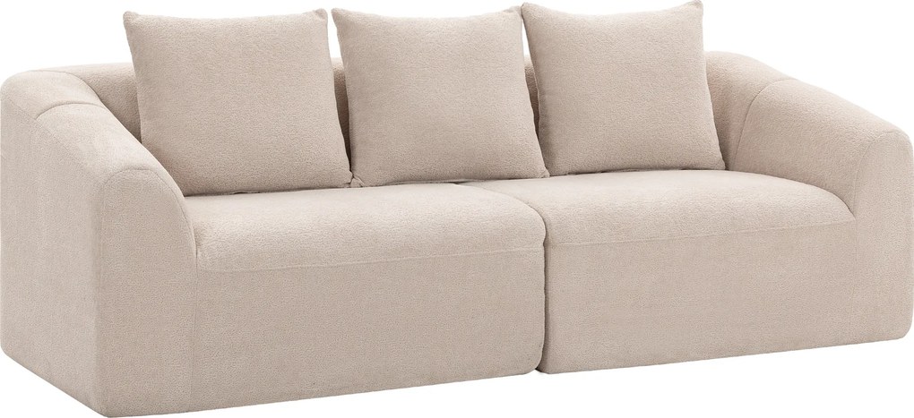 HOMCOM Sofa 3-osobowa, Chenille Cloud bez ramy, grube wkłady kieszeniowe, ekstra szerokie siedzisko, 3 poduszki, beżowy | Aosom PL